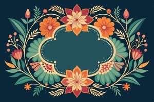 Floral frame with a place for text on a dark background vector