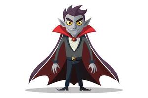 Dracula cartoon character with red cape and black tights vector