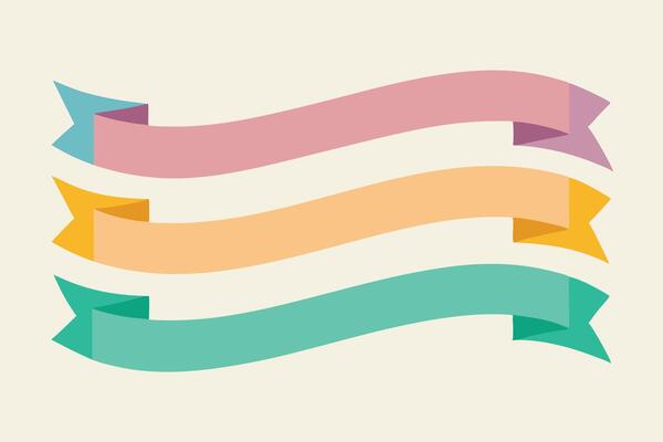 Three colorful ribbons on a white background