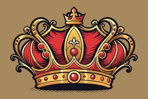 A crown with a red and gold design vector