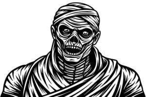 A black and white illustration of a mummy vector