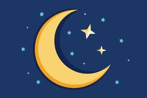 A crescent with stars and a moon on it vector