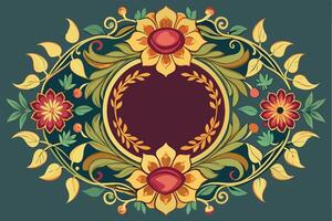 A floral frame with a red and yellow flower vector