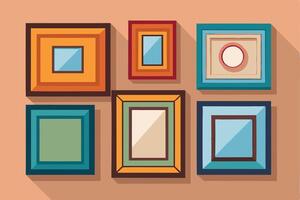 A set of colorful frames on a wall vector