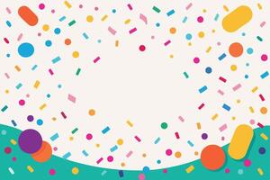 Colorful confetti and dots on a green background vector