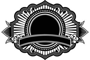 A black and white emblem with a ribbon vector