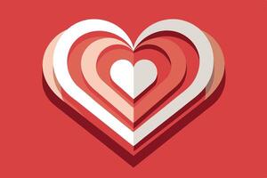 A red heart shaped paper cutout on a red background vector