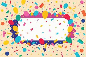 A colorful background with balloons and confetti vector