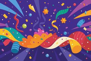 A colorful background with confetti and streamers vector