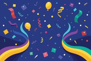 A colorful background with confetti and balloons vector