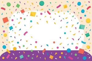 A colorful confetti background with a white frame vector