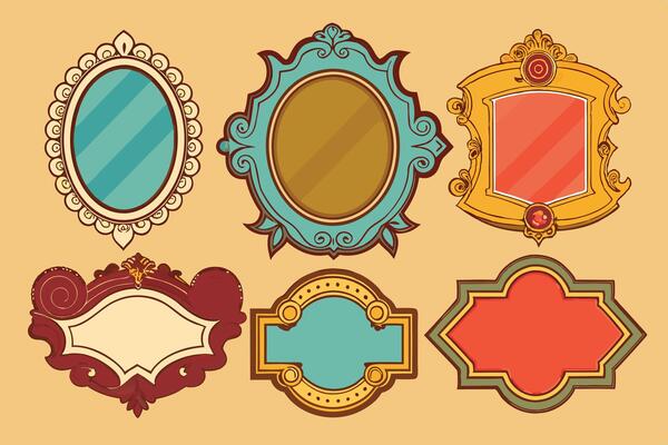 Set of vintage frames illustration