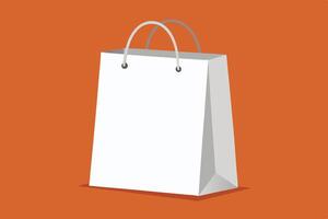 White paper shopping bag on orange background vector