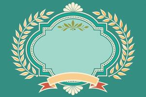 Vintage round frame with laurel wreath and ribbon vector