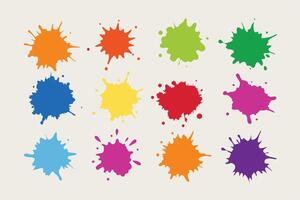 Colorful paint splatters set of different colors vector