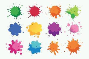 Colorful paint splatters set of different colors vector