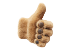 Pet paw thumbs up sign Isolated in transparent background. on transparent background png