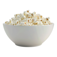 Popcorn in white bowl Isolated in transparent background. on transparent background png