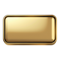 Gold rectangle button in frame Isolated in transparent background. on transparent background png
