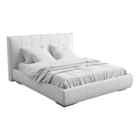 Modern bed in white isolated on transparent background png