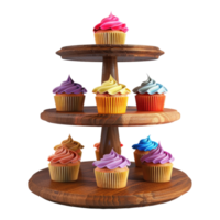 Cupcake stand with different tiers isolated on transparent background png