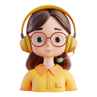 Customer support Call center three dimensional icon isolated on transparent background png
