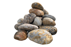 Sea pebble stone isolated on transparent background. png