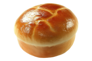 Brioche bread bun with caramel glare isolated on transparent background. png