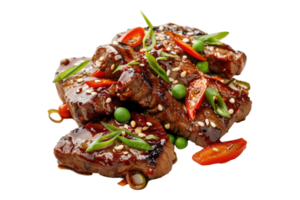 Teriyaki beef isolated on transparent background. png