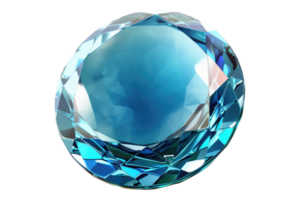 Blue gemstone isolated on transparent background. png