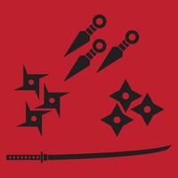 silhoute icono ninja arma articulo vector