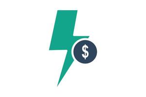 Agility icon. solid icon style. lightning with dollar. icon related to SWOT. business elements illustration vector