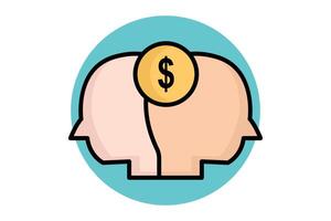 Competition colored outline icon. head with dollar. icon related to SWOT. business elements illustration vector