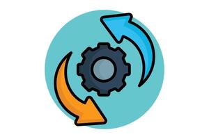 Progress colored outline icon. gear with arrow. icon related to SWOT. business elements illustration vector
