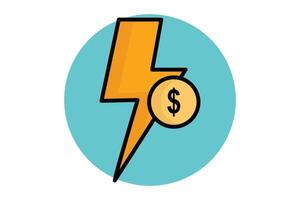 Agility colored outline icon. lightning with dollar. icon related to SWOT. business elements illustration vector