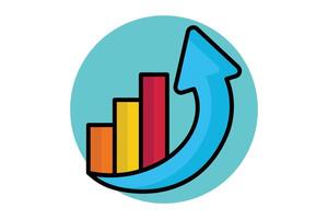 Trends colored outline icon. chart with up arrow. icon related to SWOT. business elements illustration vector
