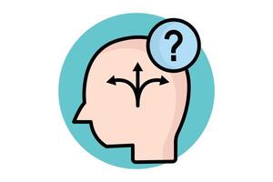 Uncertainty colored outline icon. head with question mark. icon related to SWOT. business elements illustration vector