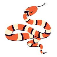 illustration of snake isolated on white background. Cartoon character, animal in flat style. Witch magic sign, totem animal, symbol of wisdom and knowledge. vector