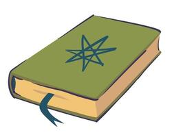 Open book of magic spells. Velminsky grimoire with spells. Wizard's diary, ancient volume with charms and esoteric knowledge. cartoon illustration. vector