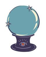 Magic crystal ball for divination. Witch's magical tool for occultism, witchcraft and spiritualistic sessions. illustration in flat style on white background. Gypsy ball for fortune telling. vector