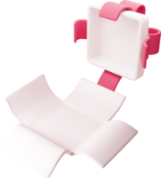 3D red white Open Gift Box with Bow Icon png
