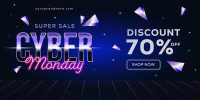 gradient cyber monday horizontal banner illustration vector