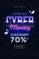 cyber monday vertical banner illustration design in gradient style vector