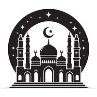 Mosque silhouette with white background vector