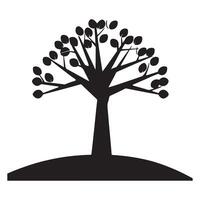 Flat design tree silhouette with white background vector