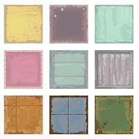 Worn steel banners scratched metal. Background frame in the form of an old iron sheet with shabby edges and worn paint vector