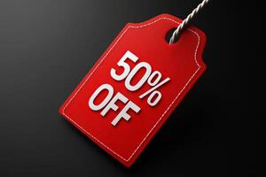 50 percent off tag hanging on a isolated background. black Friday sale concept. photo