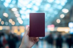 A mockup of a black book held in a human hand, emphasizing privacy and security. . photo