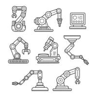 Automated robotic arm, Mechanical hand robot outline doodle hand drawn vector