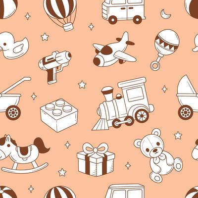 Children toys doodle seamless pattern background wallpaper